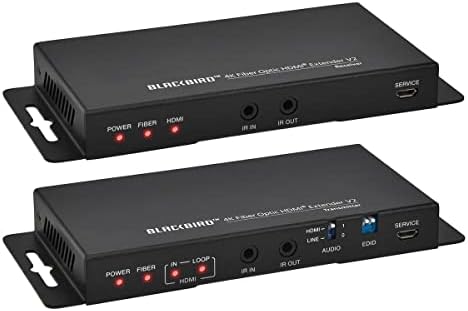 Monoprice Blackbird 4K סיבים אופטיים HDMI Extender, 3300FEET, 1000M, 4K@60Hz, IR, RS232, HDMI 2.0 תמיכה