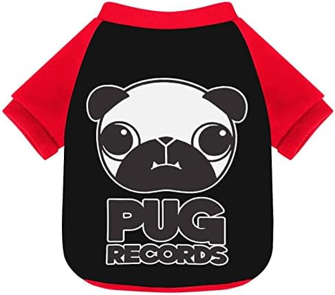 מצחיק Pug Pug Records הדפס סווטשירט חיית מחמד עם סרבל סוודר פליס לכלבים עם עיצוב
