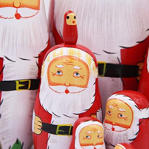סט של 8 סנטה קלאוס חמוד עם זקן לבנים ובובות קינון שחורות קינון מלאכות מעץ מטריושקה בובה רוסית לילדים