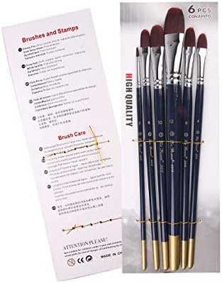 WXBDD 6 יחידות/ידית עץ עץ צבעי צבעי עט עט עט אמן צבע מברשת ניילון שיער כחול כהה ידית עץ רב מטרה