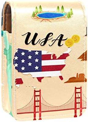 תיירות ארצות הברית של אמריקה ארהב נסיעות דפוס שפתון תיק עם מראה לנשים איפור ארנק שושבינה מתנה