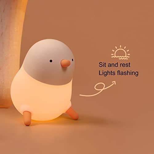 נטענת עוף הוביל לילה אור חמוד קריקטורה מגע חיישן חומוס בצורת לילה מנורה שליד המיטה פלסטיק מנורת מתנה