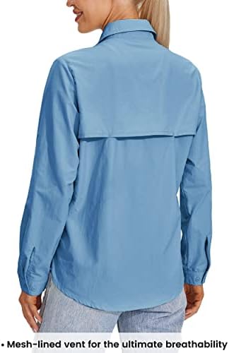 נשים UPF 50+ חולצות הגנה מפני שמש חולצות דיג שרוול ארוך SPF UV מהירות טיולים יבש חיצוני חולצות