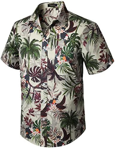חולצות בהוואי גברים שרוול קצר שרוול פרחוני חולצת אלוהה טרופית כפתור קיץ מזדמן למטה חולצת חוף חופשה עם כיס