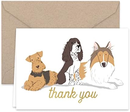 נייר טירוף כלבים גורים תודה לך הערה כרטיס אוסף 25 חבילה עם קראפט מעטפות