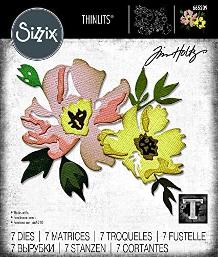 Sizzix ThinLits Die 665209 פרחי מברשת מס '1 מאת טים ​​הולץ 7 חבילה, רב צבעוני