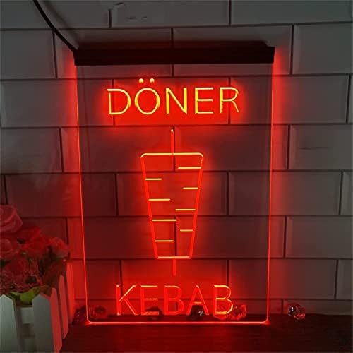 DVTEL KEBAB SHOTNEON שלט LED דוגמנות אור אור אותיות זוהרות שלט לוח אקרילי ניאון אור דקורטיבי, 30x40 סמ מסעדה