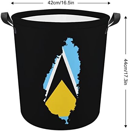 דגל סנט לוסיה מפת כביסה מתקפלת סל אחסון אטום למים שקית סל עם ידית 16.5 x 16.5 x 17
