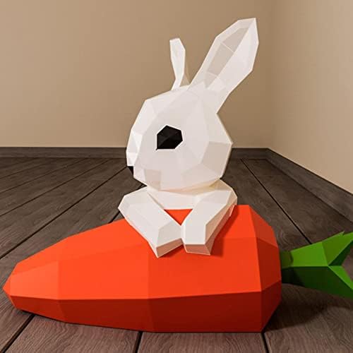 WLL-DP ארנב חיבוק צנון תלת מימד נייר דגם נייר גביע נייר פסל נייר פסל גיאומטרי אוריגמי פריסת