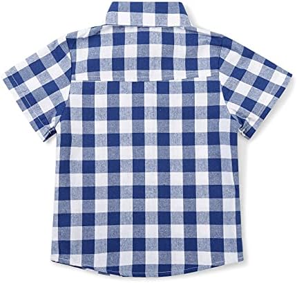 כפתור משובץ של אוקנטה גברים ונערים מטה חולצות שרוול קצר משקל קל חולצות מזדמן 18 מ ' - xxl