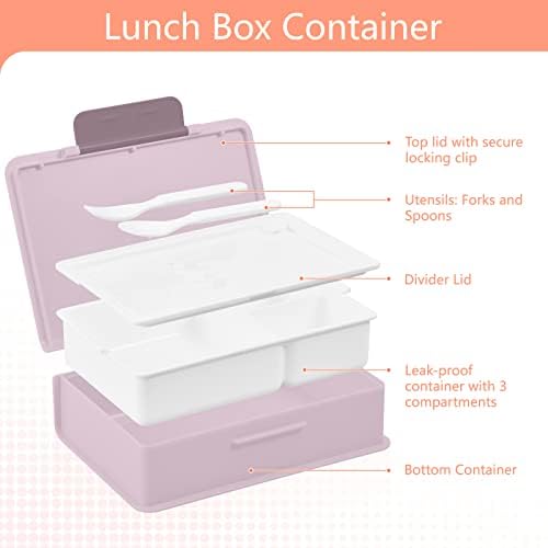קופסאות בנטו מעוטרות של סאבו למבוגרים/ילדים עם דליפות ארוחות צהריים דליפות ארוחות צהריים ורוד מכולות לעבודה/בית