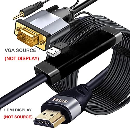 מתאם VGA ל- HDMI 25ft, עם Audio VGA לממיר HDMI VGA לכבל HDMI עם שמע, פעיל VGA-HDMI Out Out Video Trod