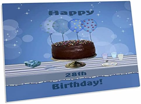 3רוז מסיבת יום הולדת 28 עם עוגת שוקולד וכחול. - משטח שולחן מחצלות מקום