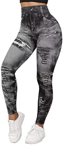 חותלות מותניים גבוהות לנשים לנשים ג'ינס נראים מכנסי יוגה רזים אימון רך