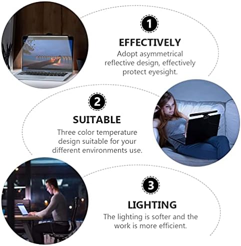 מחשב נייד מחשב מחשב נייד צג אור אור LED- קריאת קליפ אור על מחשב נייד מנורת משימה בהירות מתכווננת 3 סר