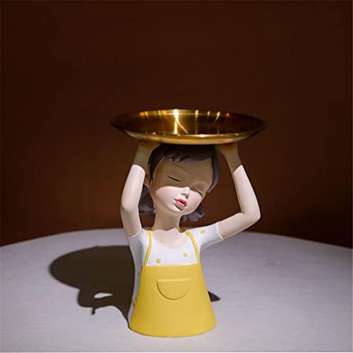 Walnuta ילדה חמודה פסל קישוטי קופסא מגש פרי קופסת אחסון נורדי קישוט ביתי אביזרים שולחן עבודה בסלון