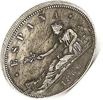 ספרד 1869 5 פזו מטבע סילבר מטבע זר מטבע עתיק מטבע מטבע אוסף אוסף קישוט רטרו קישוט