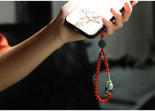 חרוזים טלפון קסם טלפון יד יד שרוך סיני סגנון בעבודת יד טבעי אוניקס ירקן אנטי איבד שרשרת נייד טלפון רצועת