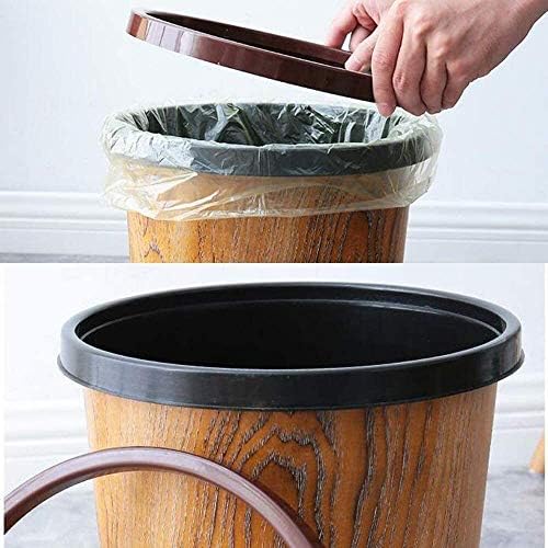 פחי אשפה רטרו פלסטיק אשפה יכול, עץ תבואה פסולת סל,לחיצה טבעת אשפה סל למטבח חיצוני אמבטיה משרד,