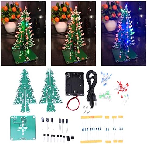 Natudeco 3D עץ חג המולד DIY DIY הרכבה אלקטרונית ערכת הלחמה תרגול תרגול רב -צבעוני LED עץ חג מולד מהבהב לעיצוב