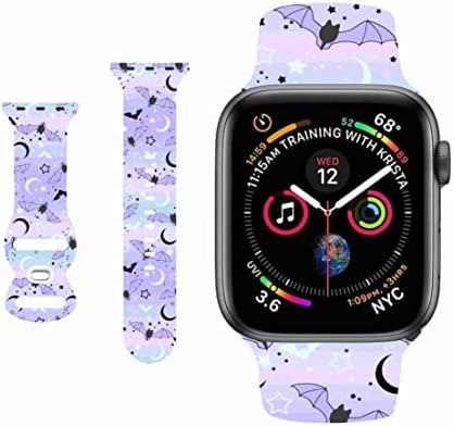 להקת שעונים חכמה של Bonici עבור Apple Watch 38 ממ 40 ממ 41 ממ, נושא ליל כל הקדושים רוח רפאים דלעת מכשפה שלד