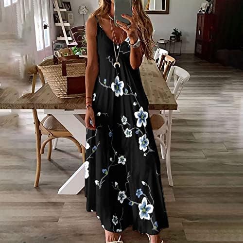נשים מקרית שמלות 2023 אביב פסים הדפסת ספגטי רצועת עמוק ללא שרוולים מקסי חוף שמלות