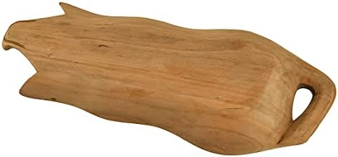 יד מגולף חזיר בצורת דקורטיבי עץ הגשת מגש 15 אינץ