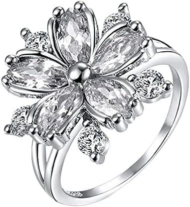 זירקון יהלומי פרח טבעת תכשיטי יום הולדת הצעת מתנת כלה אירוסין מסיבת טבעת שרף טבעות
