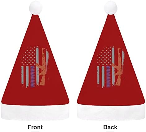 אמריקאי אקדח דגל קטיפה חג המולד כובע שובב ונחמד סנטה כובעי עם קטיפה ברים ונוחות אוניית חג המולד קישוט