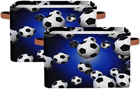 Xmnygj סגנון כדורגל אחסון סל אחסון סל אחסון קנבס מתקפל קופסת קופסת אחסון גדולה עם ידית לצעצועים
