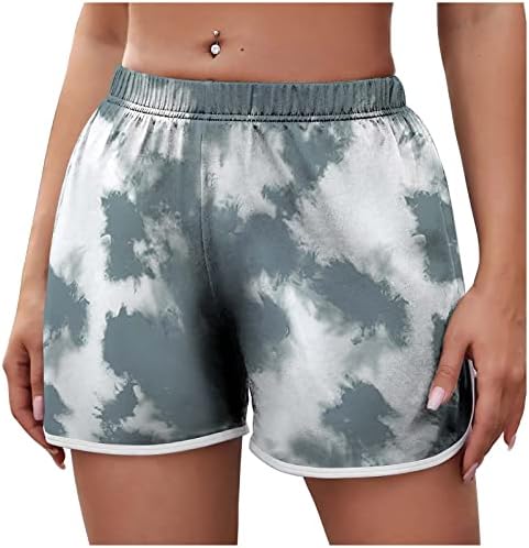 מכנסיים קצרים של לוח נשים, מכנסיים קצרים אתלטים בקיץ מותניים גבוהים מכנסיים קצרים קזים בהוואי המודפסים במכנסיים
