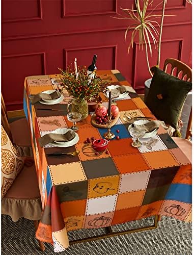 BKYEDSA סתיו חג ההודיה קישוט משובץ שולחן שולחן מלבן כיסוי שולחן שולחן מושלם לפסטיבל סתיו פסטיבל המסיבה טופר