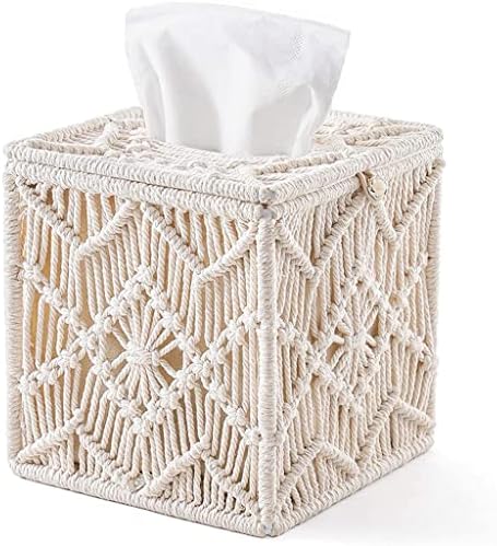 LSDJGDDE קופסת רקמות עיצוב מחזיק רקמות נייר מרובע עם אבזם חרוזים מקרמה מפית רקמות מארגן הבית