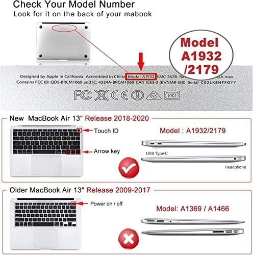 ICASSO עבור MacBook Air 13 אינץ 'מארז 2022 2021 2020 2019 2018 M1/A23337/A2179/A1932, מארז מעטפת קשיח נצנצים