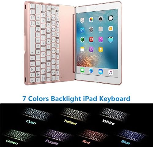 מקלדת TechCode עבור iPad 10.2 2021, 7 צבעים LED LED תאורה אחורית מאותית מקלדת Bluetooth עם מארז