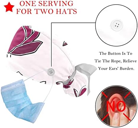 2 חתיכות מגנוליה פרח סגול דפוס כפתור צמח כובע כובע עבודה כובע עבודה בגודל אחד רב צבע