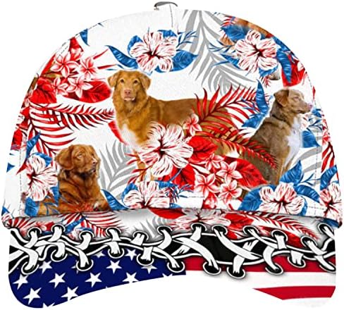 נובה סקוטיה ברווז אגרה רטריבר כלב קלאסי כובע כלב פטריוטית אמריקאי דגל טרופי דפוס כובע בייסבול כובע