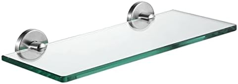מדף זכוכית אמבטיה של JQK, אחסון מקלחת זכוכית מחוסמת 12 על 5 אינץ
