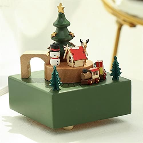 BBSJ קרוסלת עץ קופסת מוסיקה לחג המולד מתנה ריהוט לבית קישוטי עץ רטרו קופסת מוסיקה