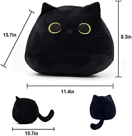 Yoruii Black Cat Plush Toy כרית חתול שחור, כרית צורת חתול יצירתית בגודל 16 אינץ
