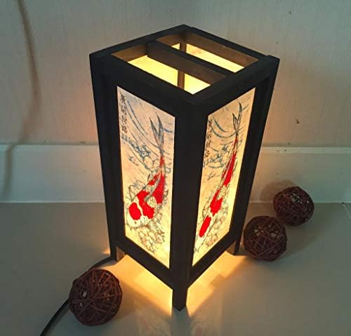 תאילנדי בציר בעבודת יד אסיה יפני מנורת קרפיון קוי דגי מזל קסם אמנות המיטה שולחן מנורת גווני עץ מנורה
