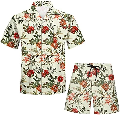 תלבושות אימוניות 2 חלקים לגברים שרוול קצר תלת מימד הדפס חולצה הוואי ותפאורה קצרה של חליפות שרירים לחופשת
