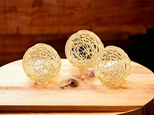 אלפא מגורים ביתי מוזהב פס מתכת דקורטיבי סט כדור אוכל של 3 - פסלים גיאומטריים, כדור דקורטיבי של כדור מתכת,