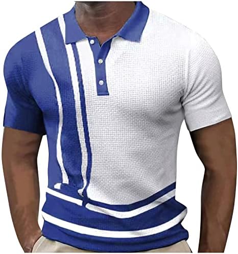 חולצות לגברים זכר קיץ כפתור משובץ קצר שרוול למעלה קולורבלוק סטריד דש חולצה קלה