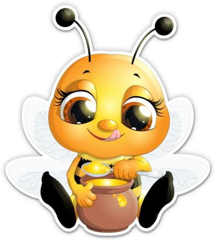 דבורה קטנה וחמודה עם דבש - מדבקת ויניל 3 אינץ