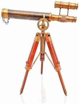טלסקופ פליז על Tripode Stand - וינטג 'עתיק שימושי בעיצוב הבית
