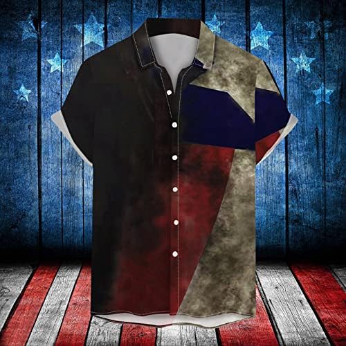 חולצות פטריוטיות של Beuu Mens 4 ביולי רטרו רטרו אמריקה כפתור מטה צווארון צווארון יום העצמאות יום עצמאות