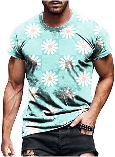 חולצת T מזדמנת של גברים גברים 3D 3D פרחי הדפס חולצות טי קרו