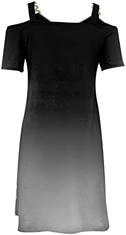 שמלות חוף נוקמופו לנשים 2023 קלע מזדמן מעל כתף שרוול קצר רוכסן v שמלת צבע שיפוע צווארון