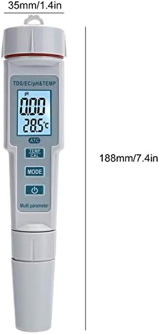 בודק איכות מים של COMAAM, 4 בודק איכות מים 1 PH/EC/TDS טמפרטורה מד מליחות דיגיטלית
